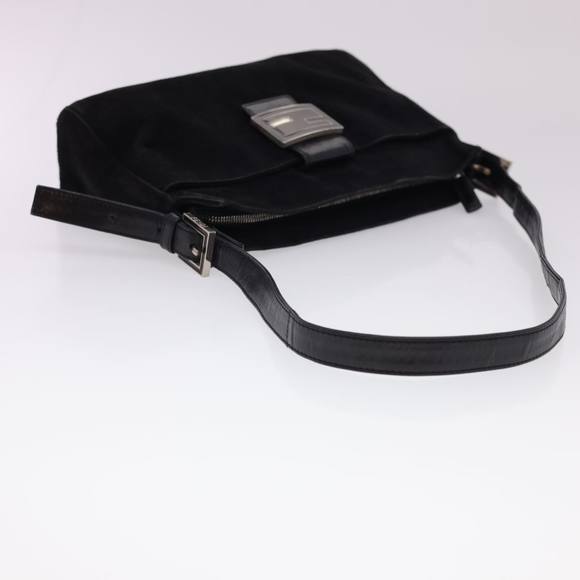 FENDI Mamma Baguette Shoulder Bag Suede Black Auth yk6548 - Picture 7 of 16